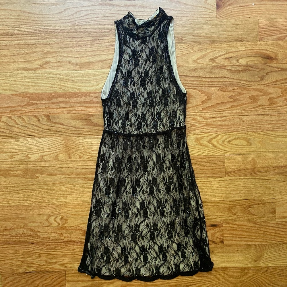 Alice + Olivia Black Lace High Neck Dress - Sz S